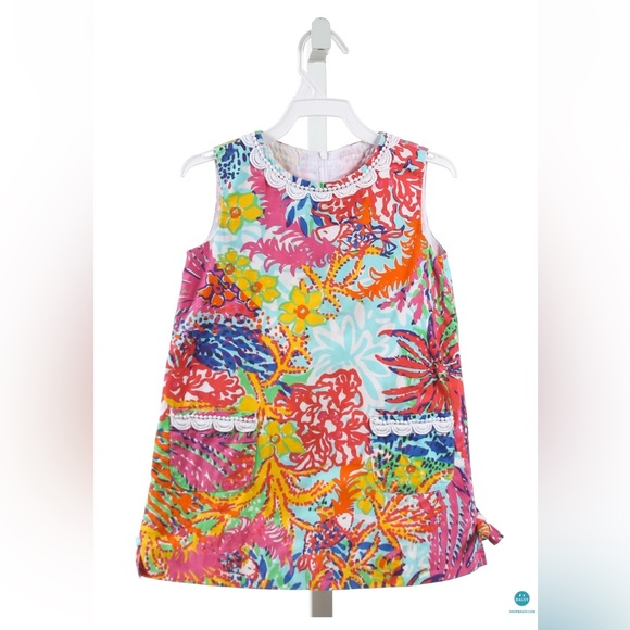 • LILLY PULITZER • Baby Girls MULTI-COLOR FLORAL Shift DRESS Pink / Orange - Picture 1 of 4